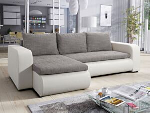 Kampinė sofa BONIKO-ekoskóra Soft 017 (balta) + Lawa 05