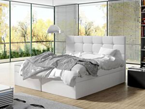 Kontinentinė lova CINEMA-ecoskóra Soft 017 (balta) -140x200 cm