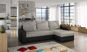 Kampinė sofa-lova E-LIVIO-Berlin 01 / Soft 11 juoda