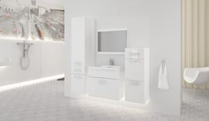 Vonios baldai Loretto A-White-White blizgūs