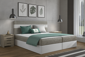 Kontinentinė lova POSKOCZ-Lawa 05 + ekoskóra Soft 017-180x200 cm